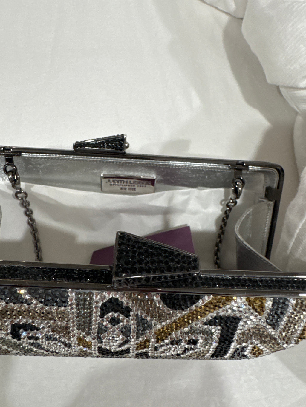 Judith Leiber Couture Black Art Deco Crystal Clutch – New with Box & Pouch