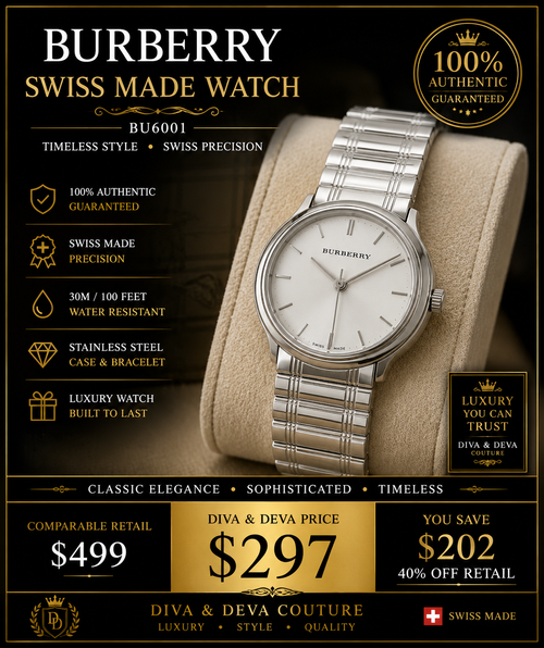 Burberry Swiss Made Stainless Steel Watch BU6001 – Authentic