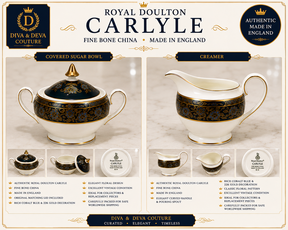 Royal Doulton Carlyle Covered Sugar Bowl – Fine Bone China • Made in England