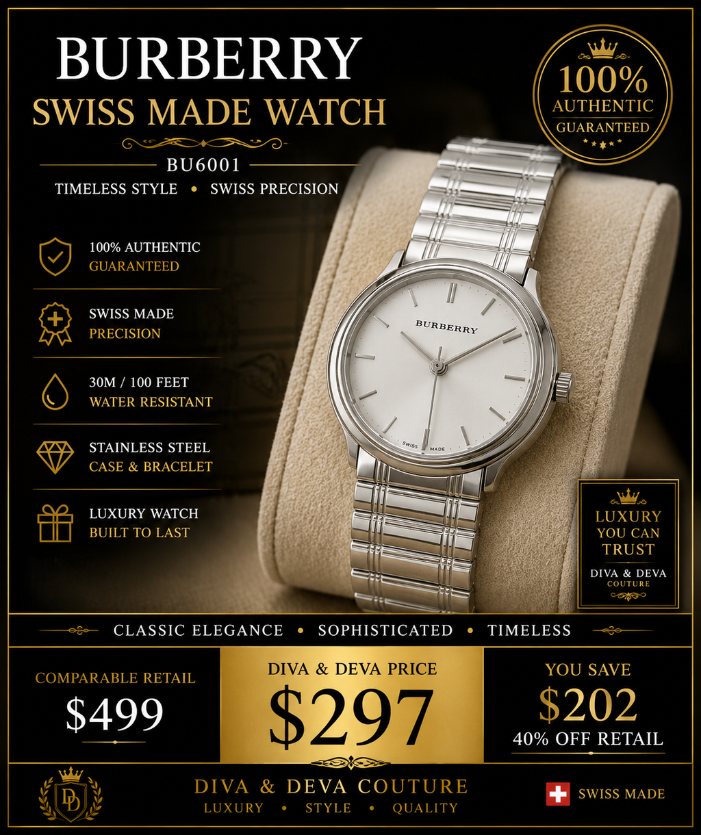 Burberry Swiss Made Stainless Steel Watch BU6001 – Authentic