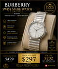 Burberry Swiss Made Stainless Steel Watch BU6001 – Authentic