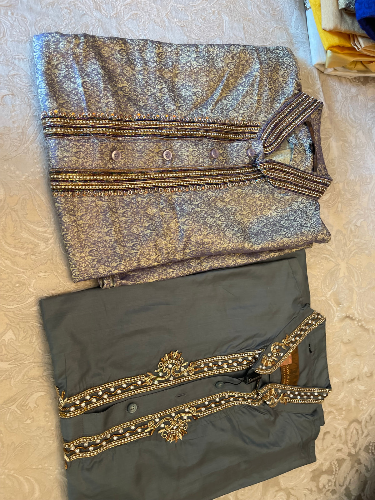 Handwoven Pure Silk Brocade Kurta with Zardozi & Beaded Embroidery