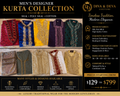 Men’s Designer Kurta Collection – Silk, Poly Silk & Cotton | Sizes 36–48