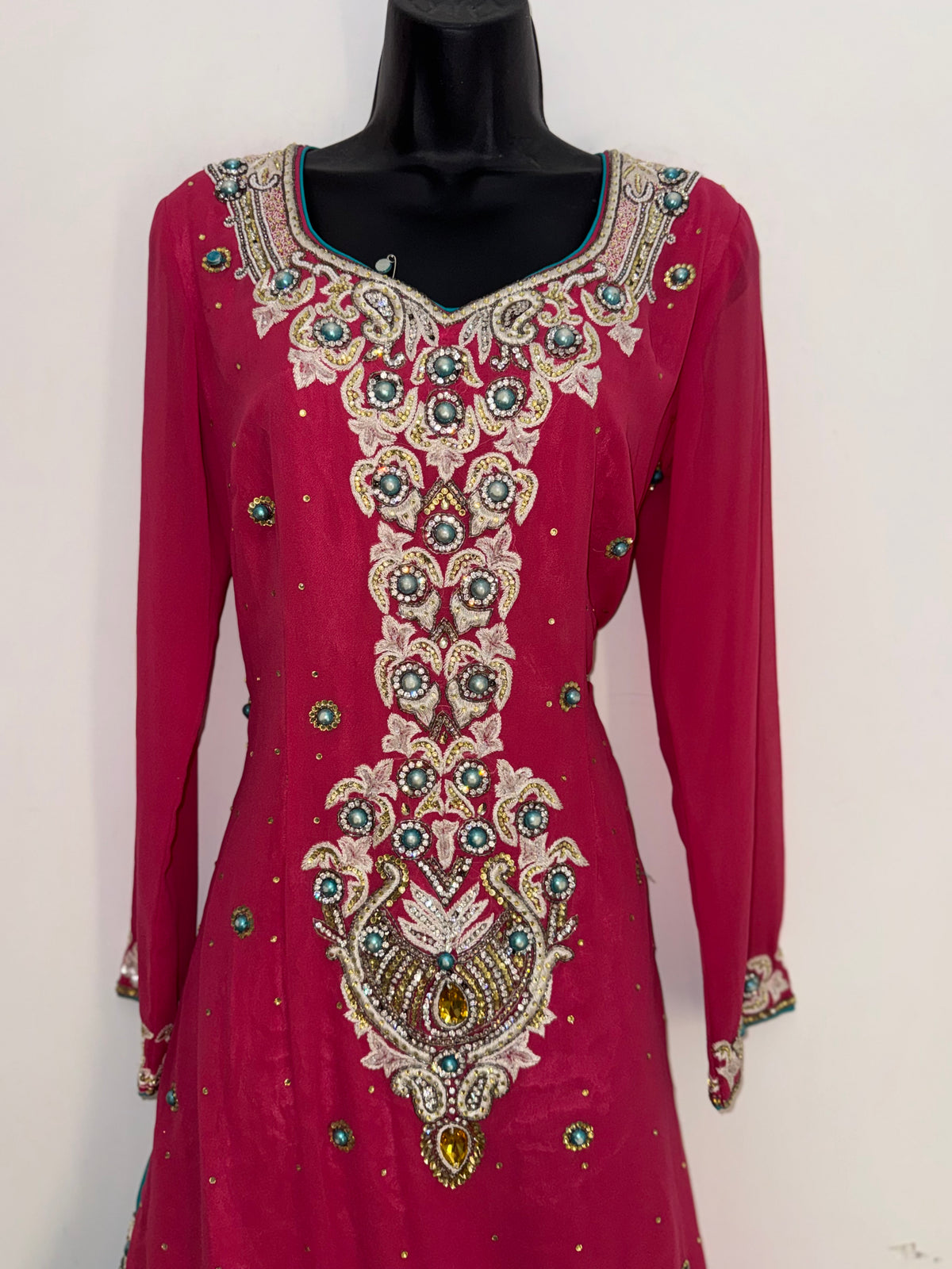 Pearl Embellished Sharara Set. Description: A stunning sharara set