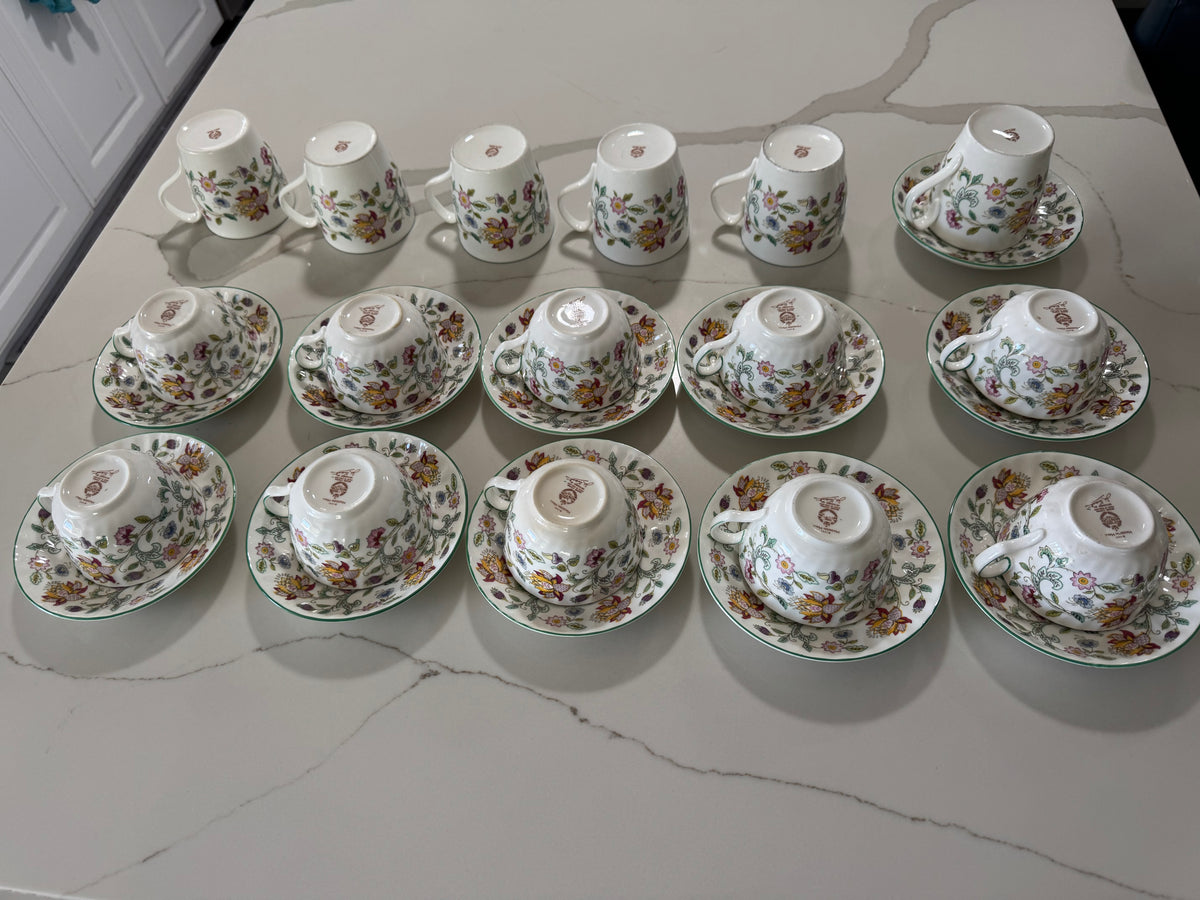 Minton Haddon Hall Fine Bone China Tea Cups & Saucers Set of 12 – Made in England