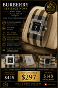 Burberry Heritage Nova Check Swiss Made Watch BU4001 – Authentic
