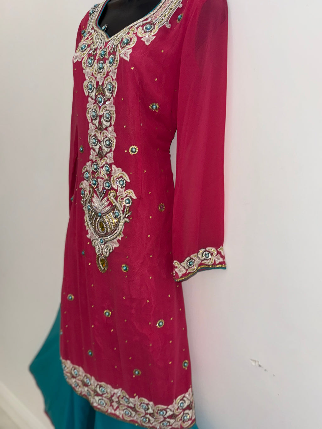 Pearl Embellished Sharara Set. Description: A stunning sharara set