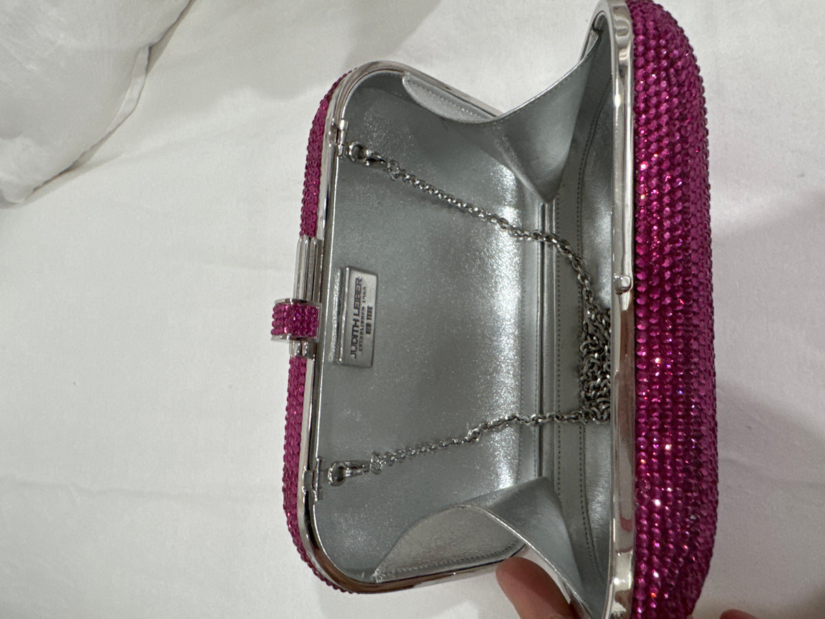 Judith Leiber Couture Raspberry Pink Crystal Evening Clutch – New with Box & Dust Bag